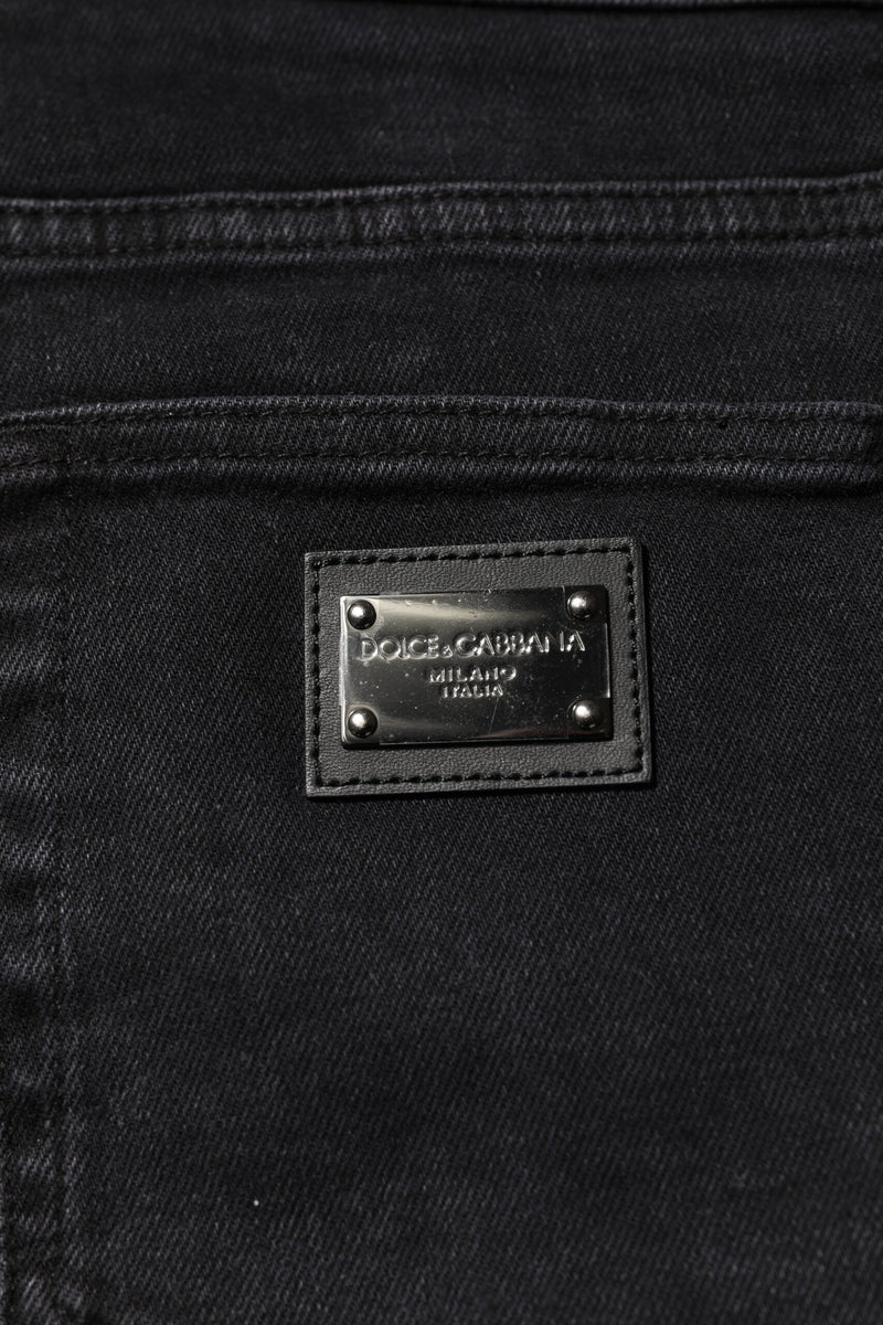 Black Cotton Logo Plaque Denim Jeans