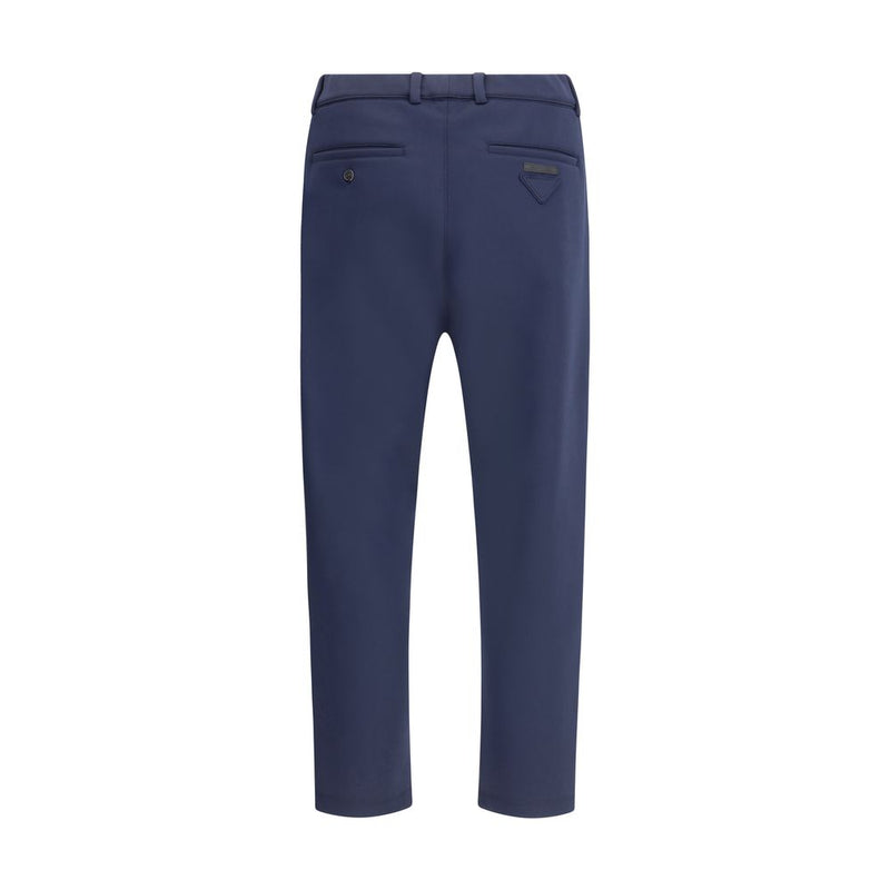 Blue Polyester Casual Pants