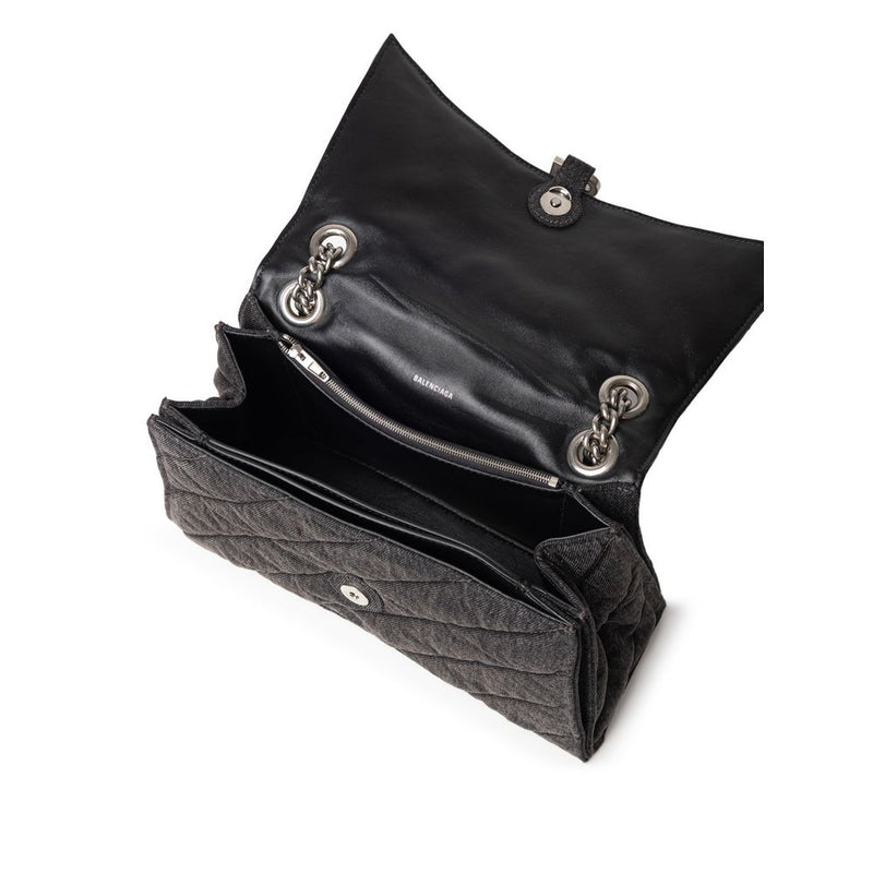 Black Fabric And Leather Shoulder Bag