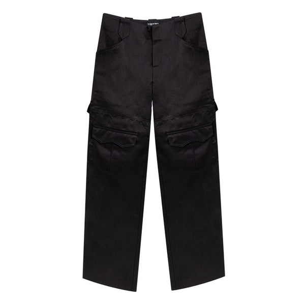 Black Viscose Cargo Pants