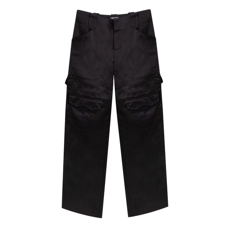 Black Viscose Cargo Pants