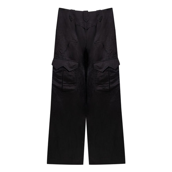 Black Viscose Cargo Pants