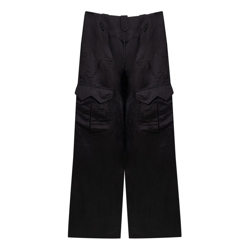 Black Viscose Cargo Pants
