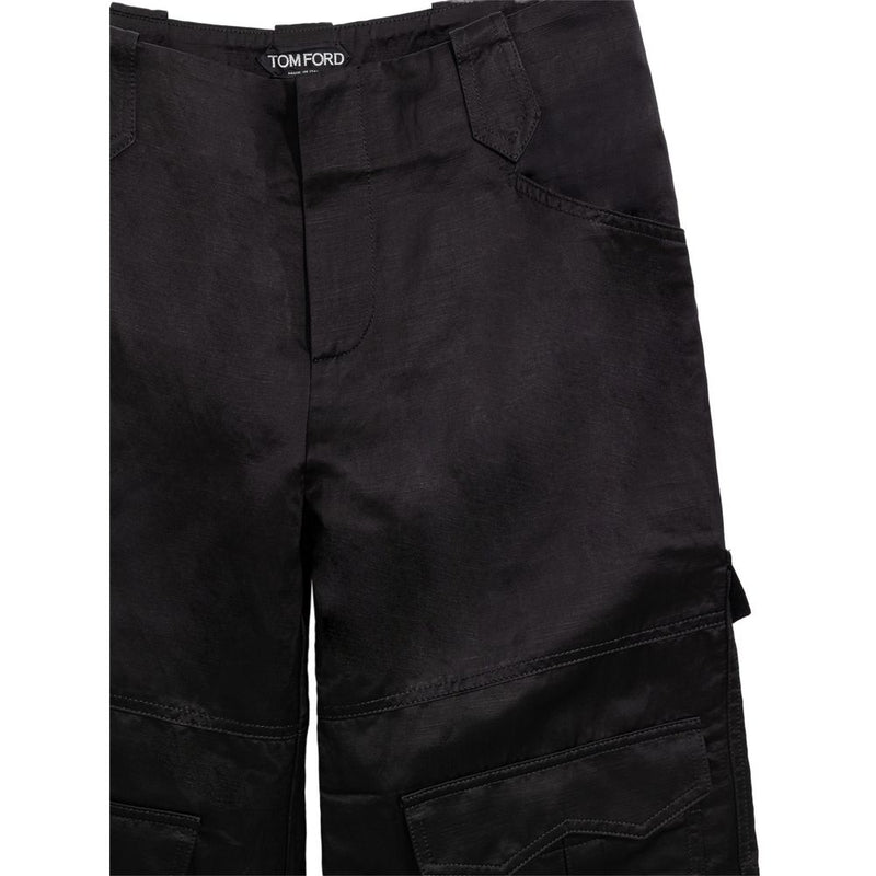 Black Viscose Cargo Pants