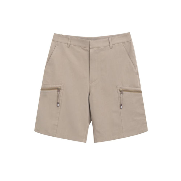 Beige Cotton Cargo Shorts