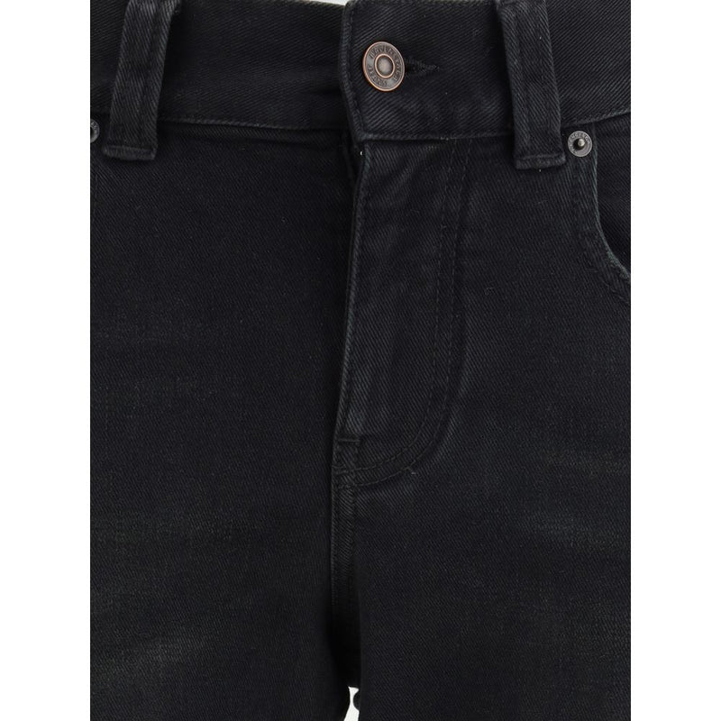 Black Cotton Bootcut Jeans