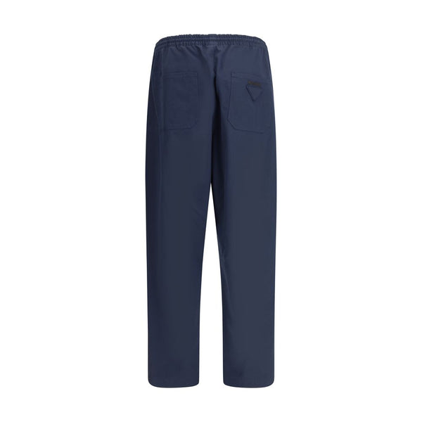 Blue Cotton Casual Pants