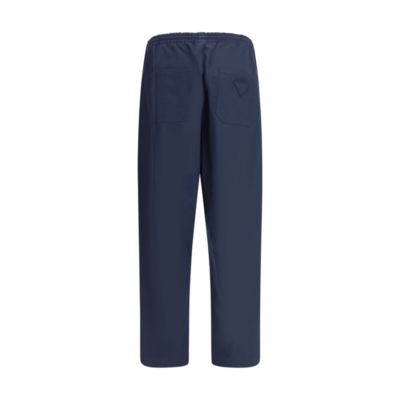 Blue Cotton Casual Pants