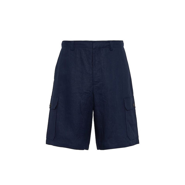 Blue Linen Bermuda Shorts