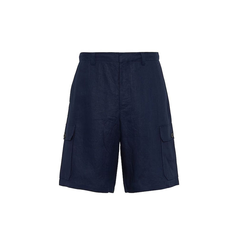 Blue Linen Bermuda Shorts