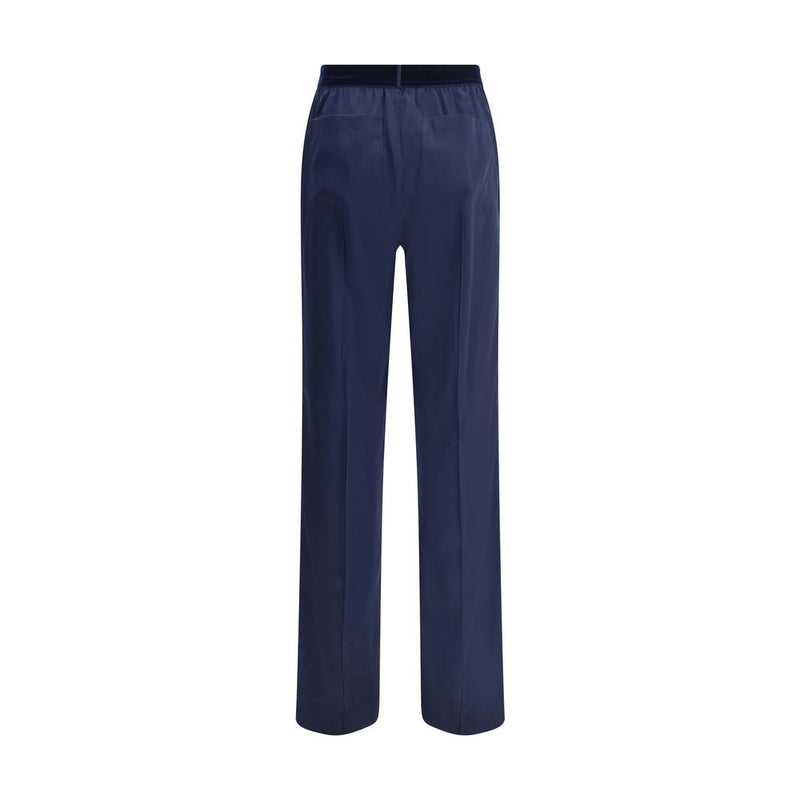 Blue Elastane Casual Pants
