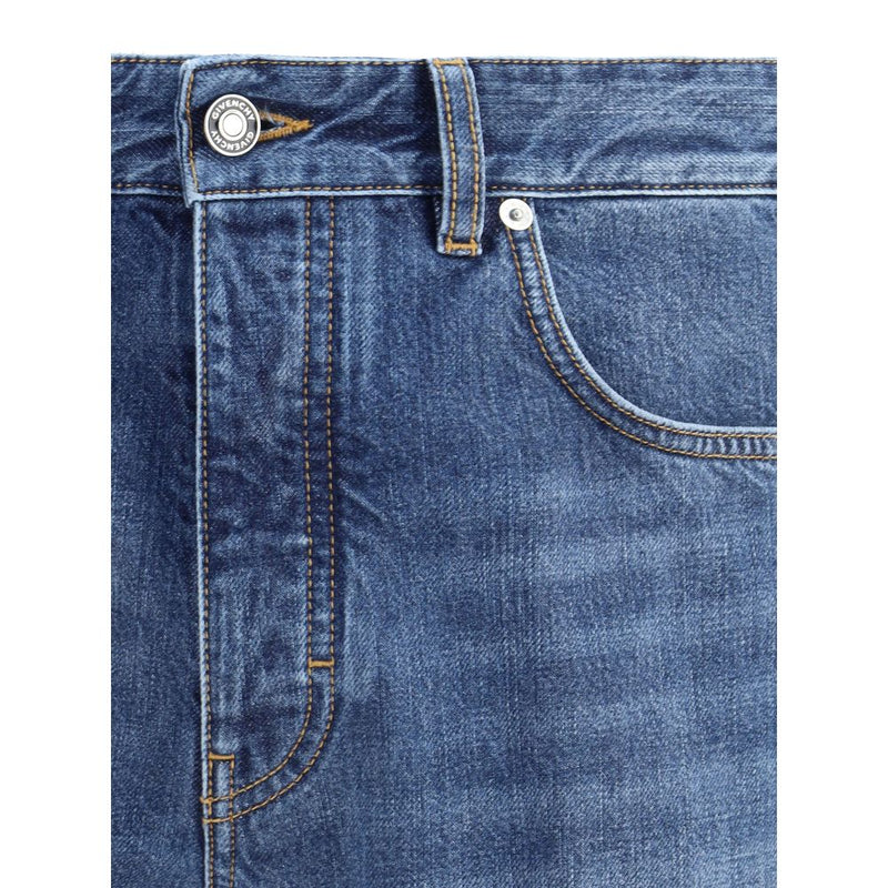 Blue Cotton Straight-Leg Jeans