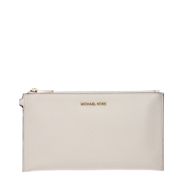 Beige Leather Clutch Bag