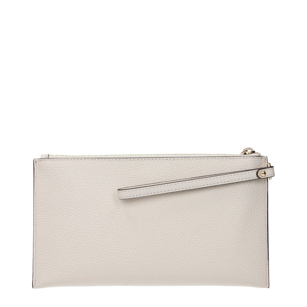 Beige Leather Clutch Bag