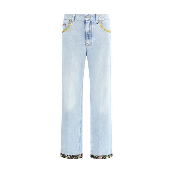 Light Blue Cotton Straight-Leg Jeans