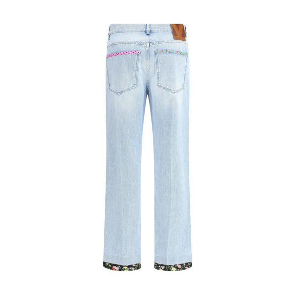Light Blue Cotton Straight-Leg Jeans