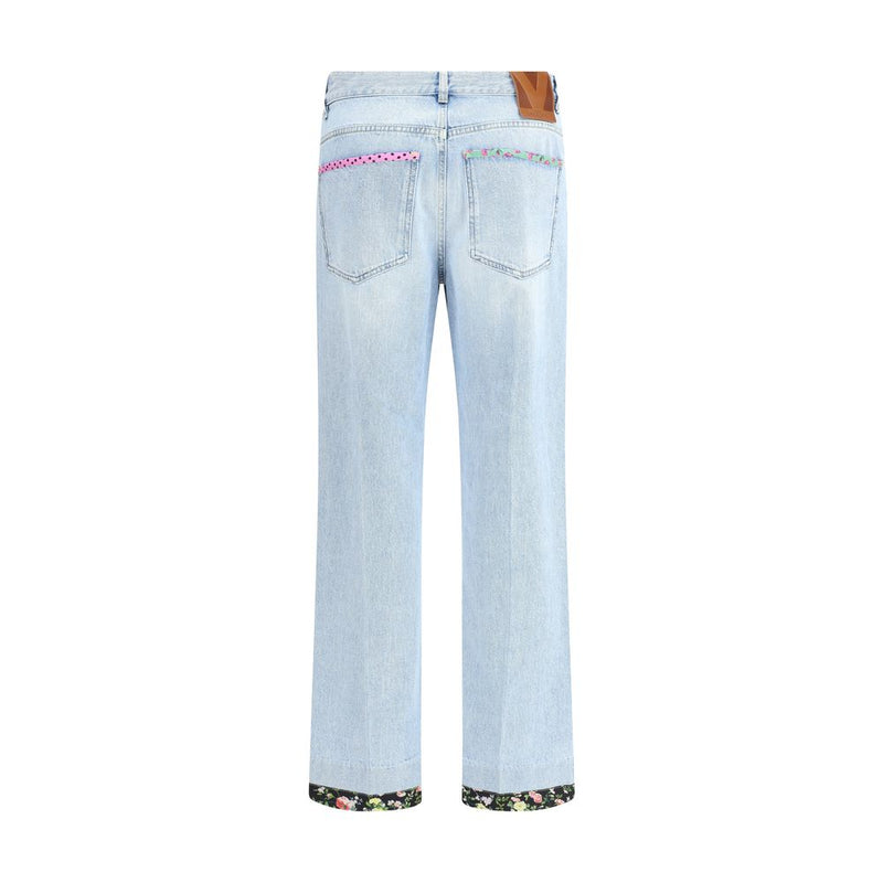Light Blue Cotton Straight-Leg Jeans