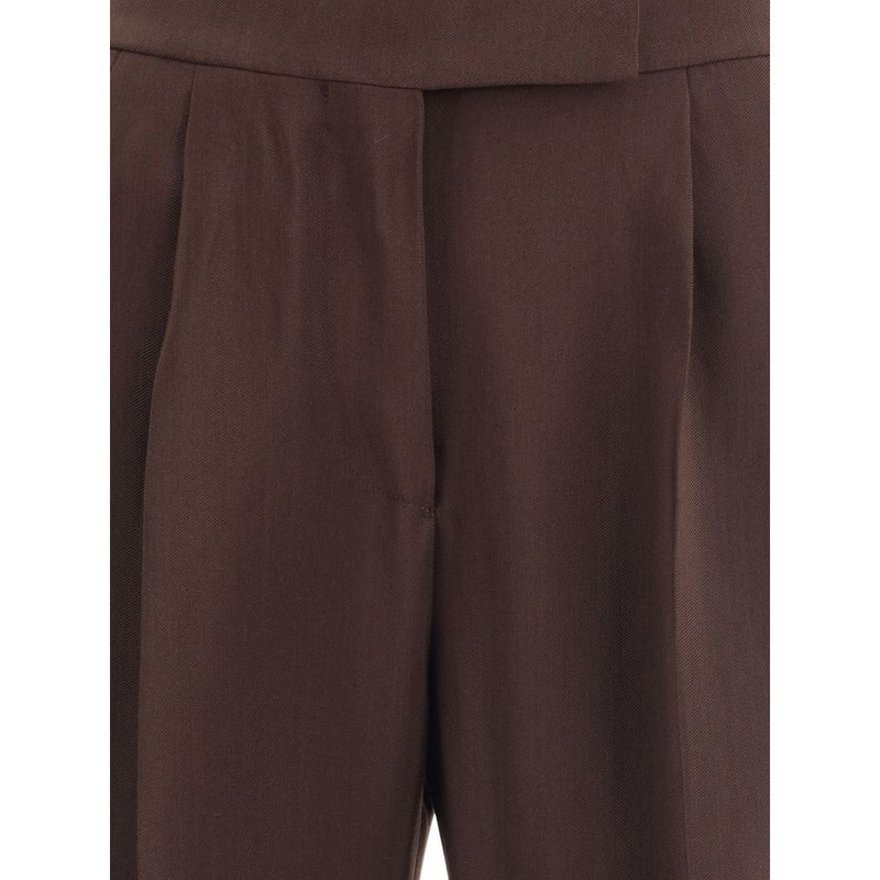 Brown Viscose Casual Pants