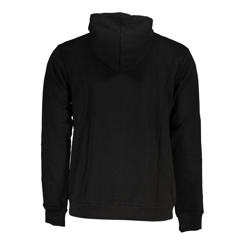 Black Cotton Men Sweater with Hood