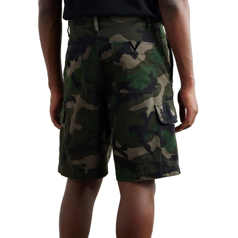 Green Cotton Cargo Shorts
