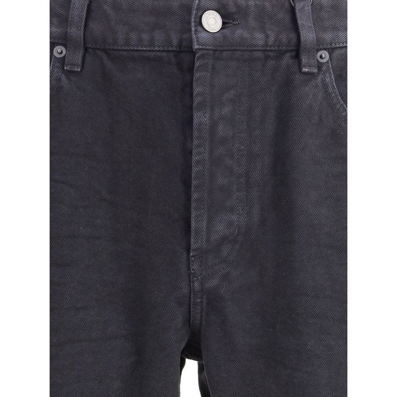 Black Cotton Straight-Leg Jeans