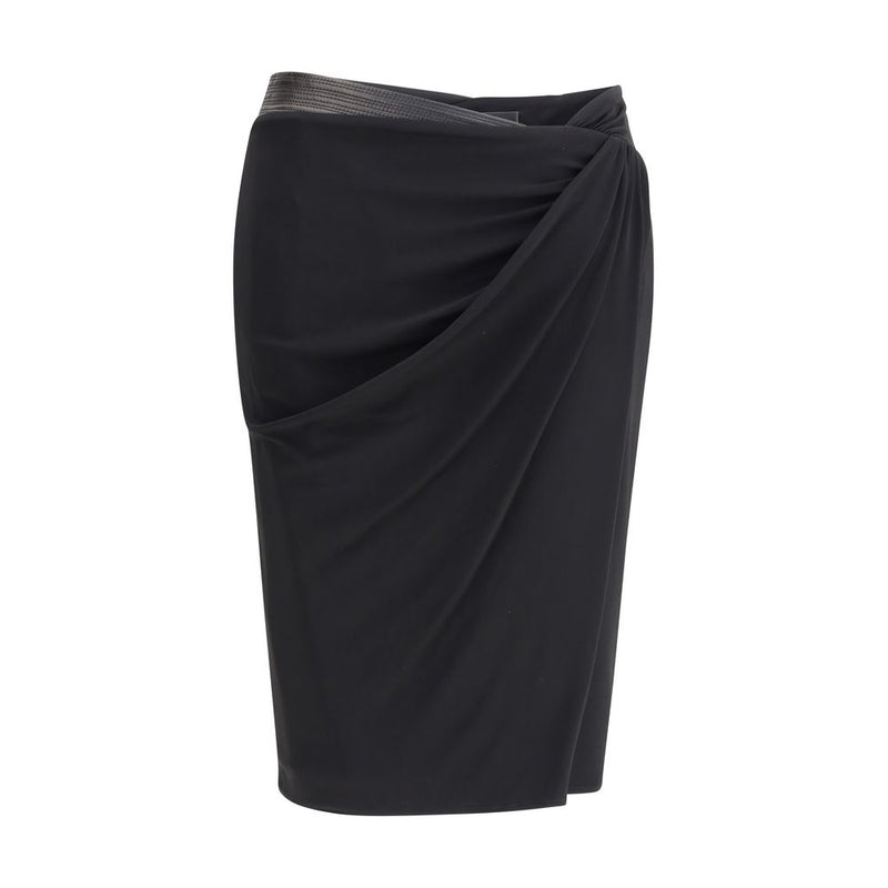 Black Viscose Midi Skirt