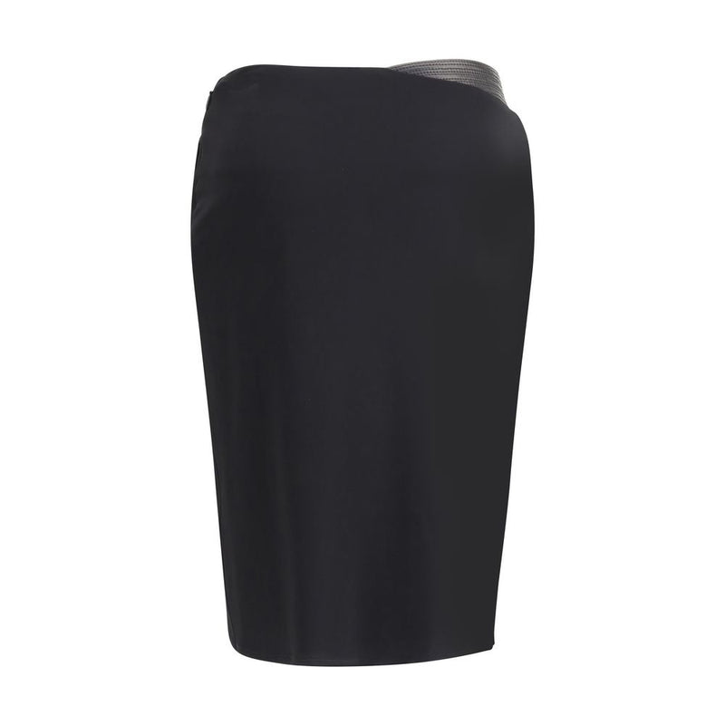Black Viscose Midi Skirt