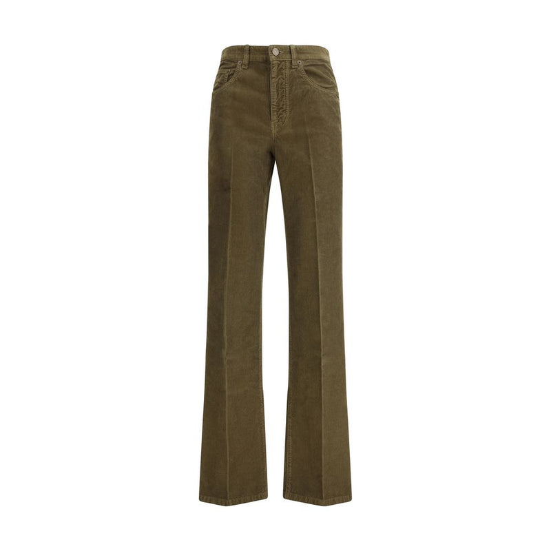 Green Cotton Casual Pants