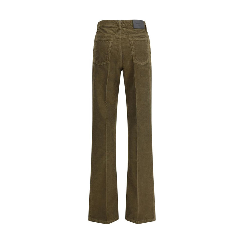 Green Cotton Casual Pants
