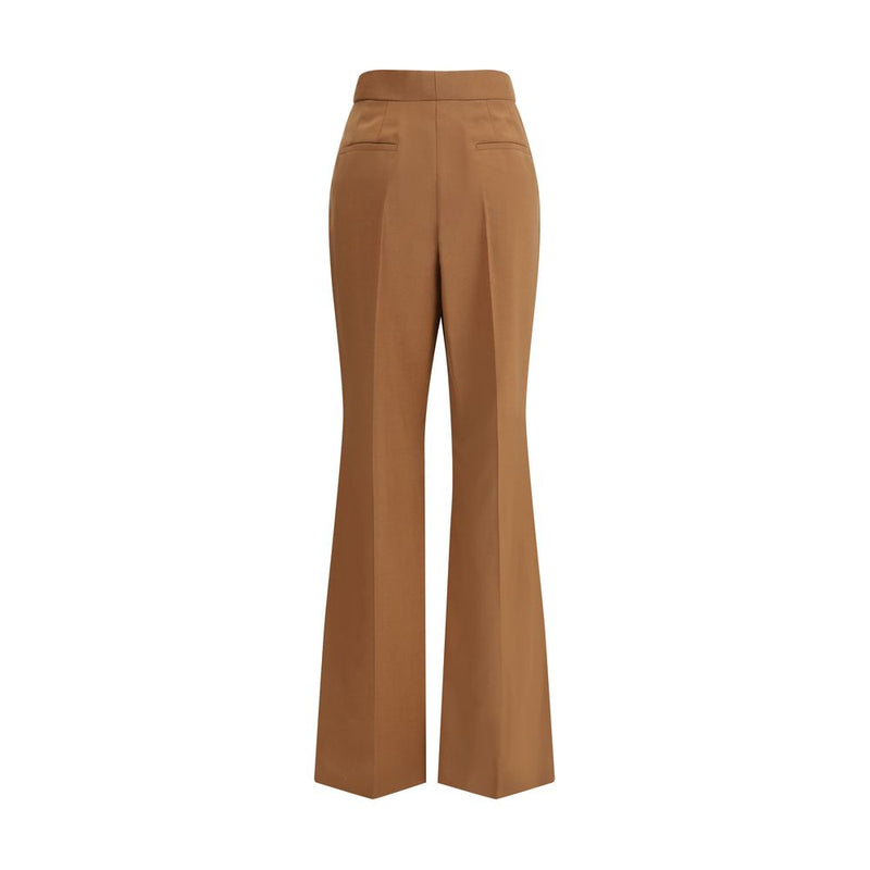 Brown Wool Flared Pants