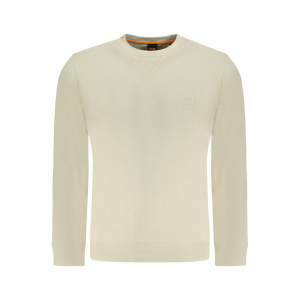 Beige Cotton Men Sweater