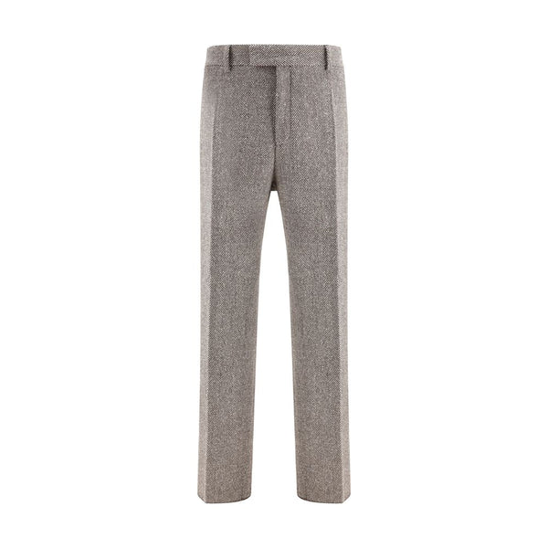 Gray Fleece Wool Casual Pants