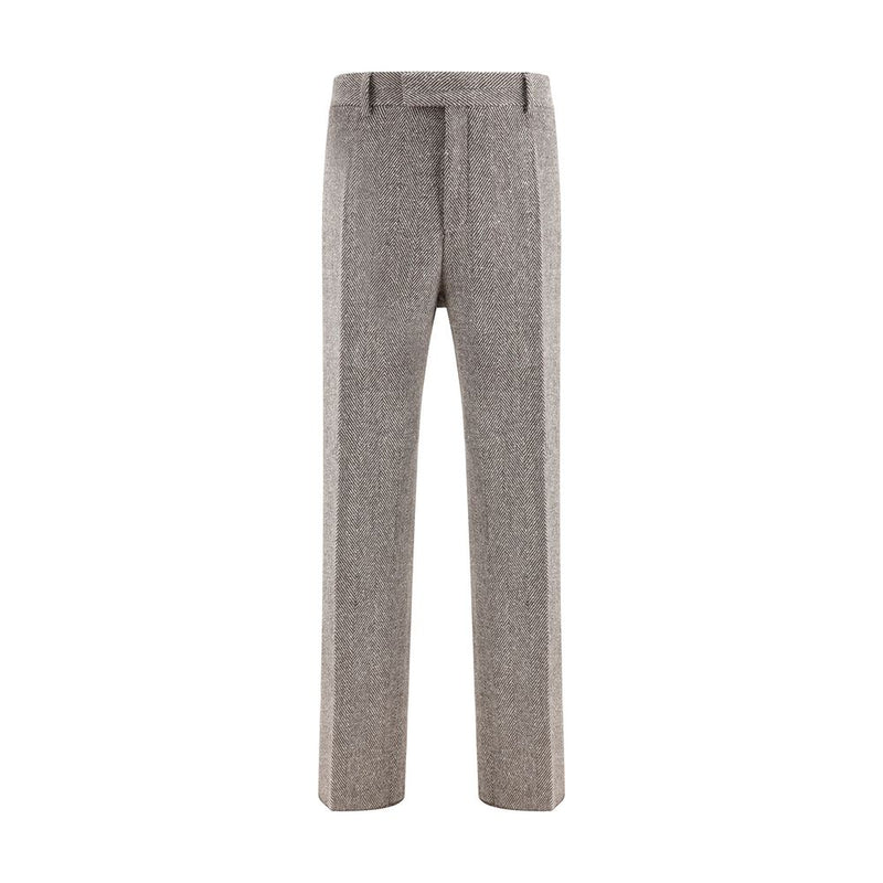 Gray Fleece Wool Casual Pants