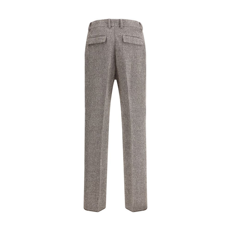 Gray Fleece Wool Casual Pants