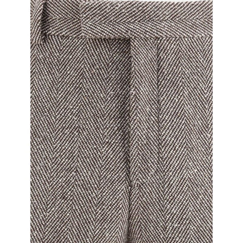 Gray Fleece Wool Casual Pants