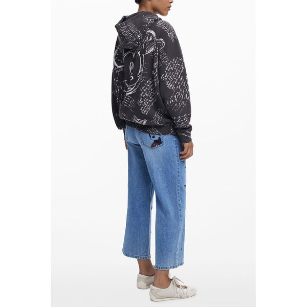 Black Cotton Women Hoodie