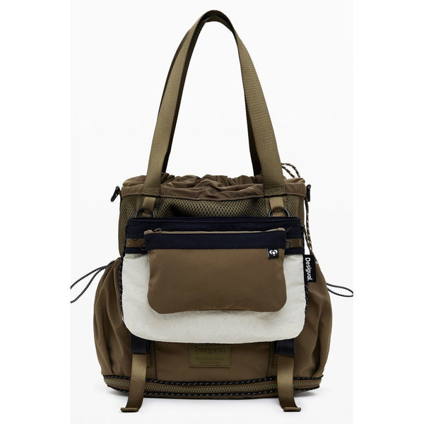 Green Polyester Women Convertible Handbag