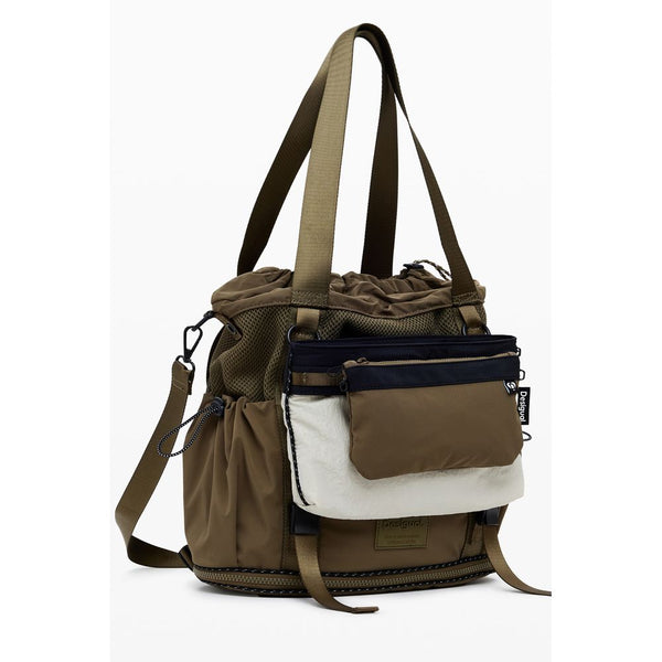 Green Polyester Women Convertible Handbag