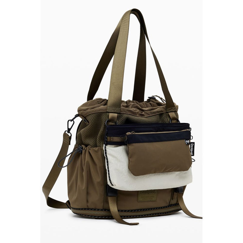 Green Polyester Women Convertible Handbag