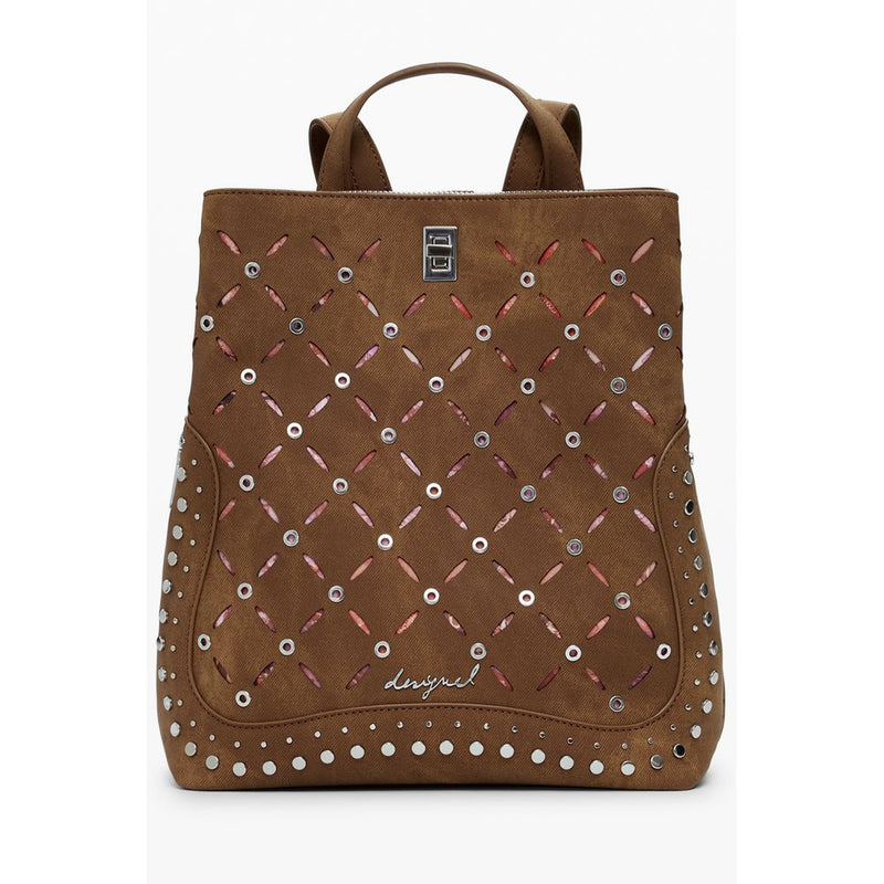 Brown Polyethylene Women Backpack