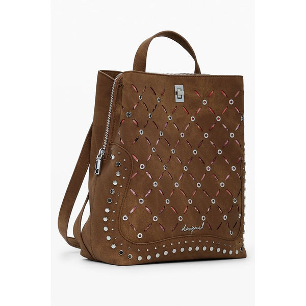 Brown Polyethylene Women Backpack