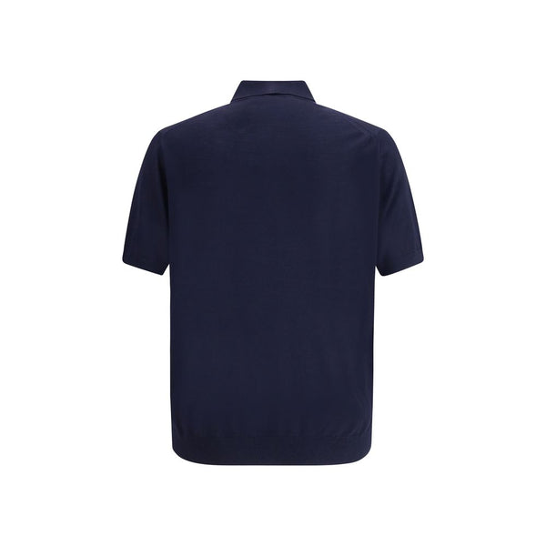 Blue Fleece Wool Polo Shirt
