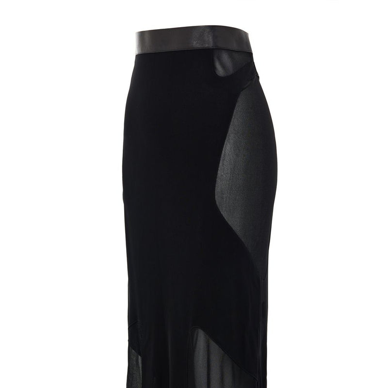 Black Viscose Long Skirt