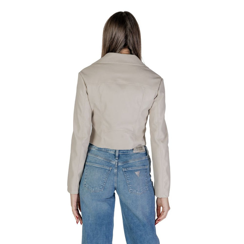 Beige Polyethylene Biker Jacket