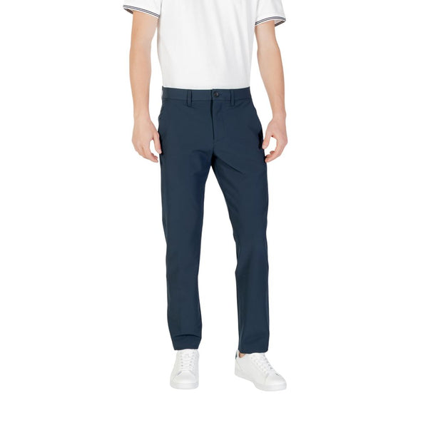 Blue Polyester Skinny Pants