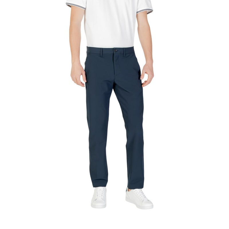 Blue Polyester Skinny Pants