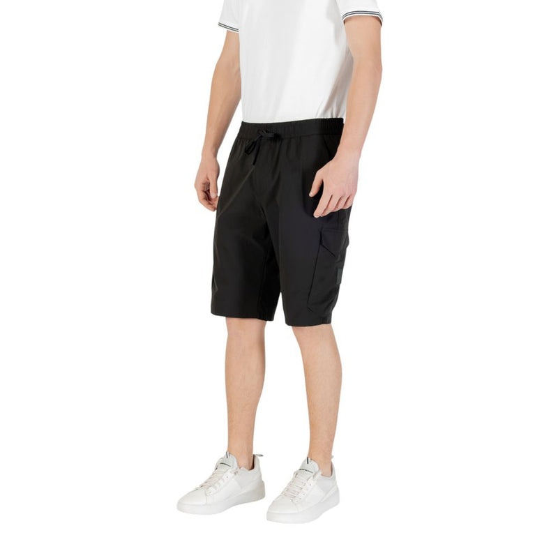Black Polyester Bermuda Shorts