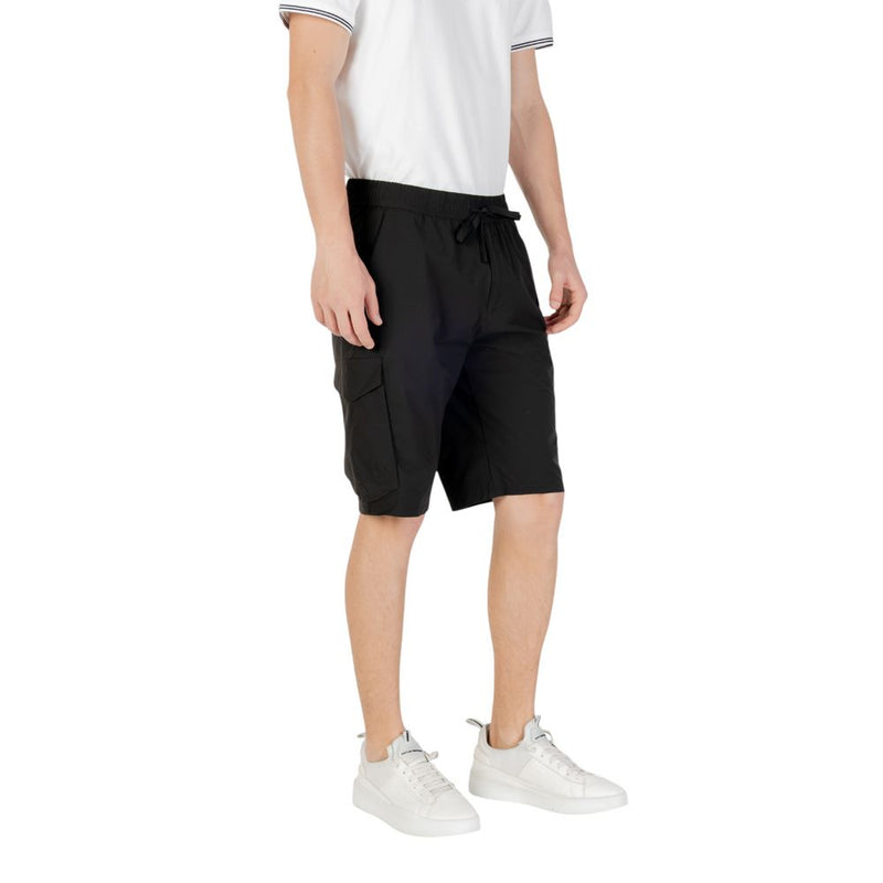 Black Polyester Bermuda Shorts