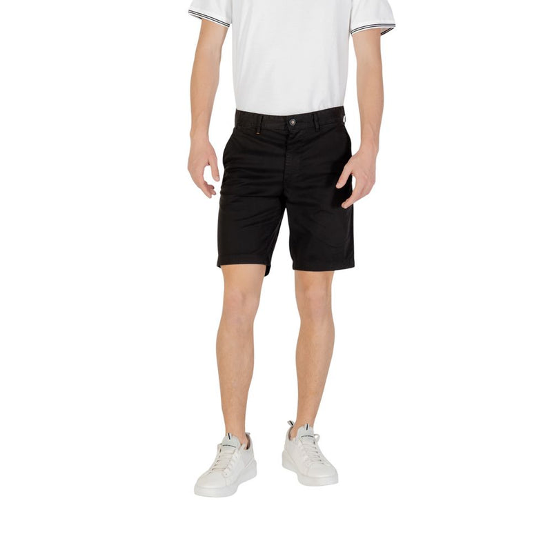 Black Cotton Bermuda Shorts