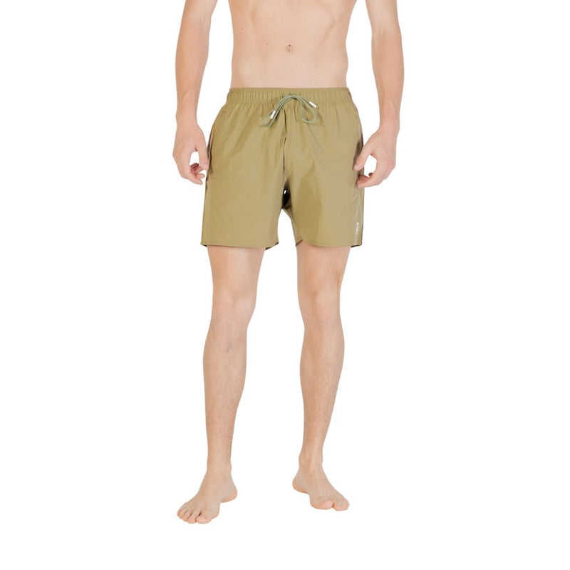 Green Polyester Swim Shorts